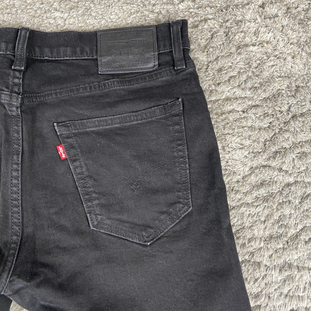 Levis 412 Premium Jorts Men 34 Black Denim Slim Taper Cut Off Jean Short Raw Hem